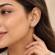 925 Silver 4 Square Diamond Earrings