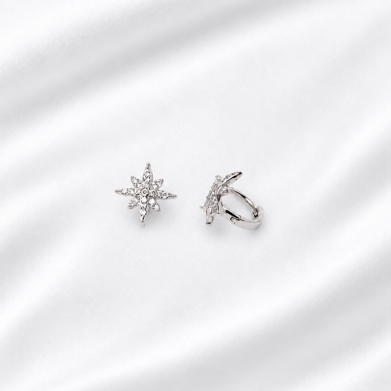 Silver Sterling  Dreamy Flower Hoop Earring