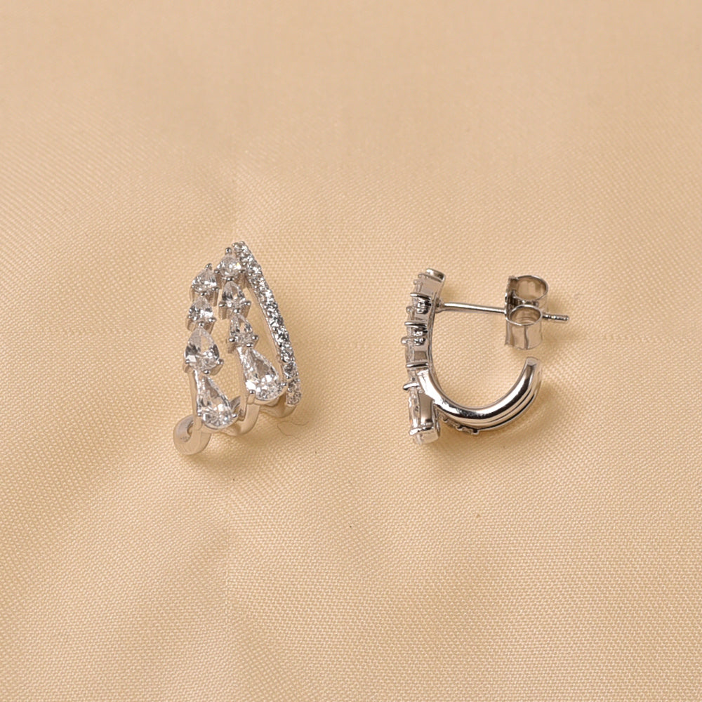 Anti tarnish 925 Silver Studs Cuff Hoops Earring for Girls by Elyta