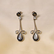 Silver Luster Earrings - Black MOP