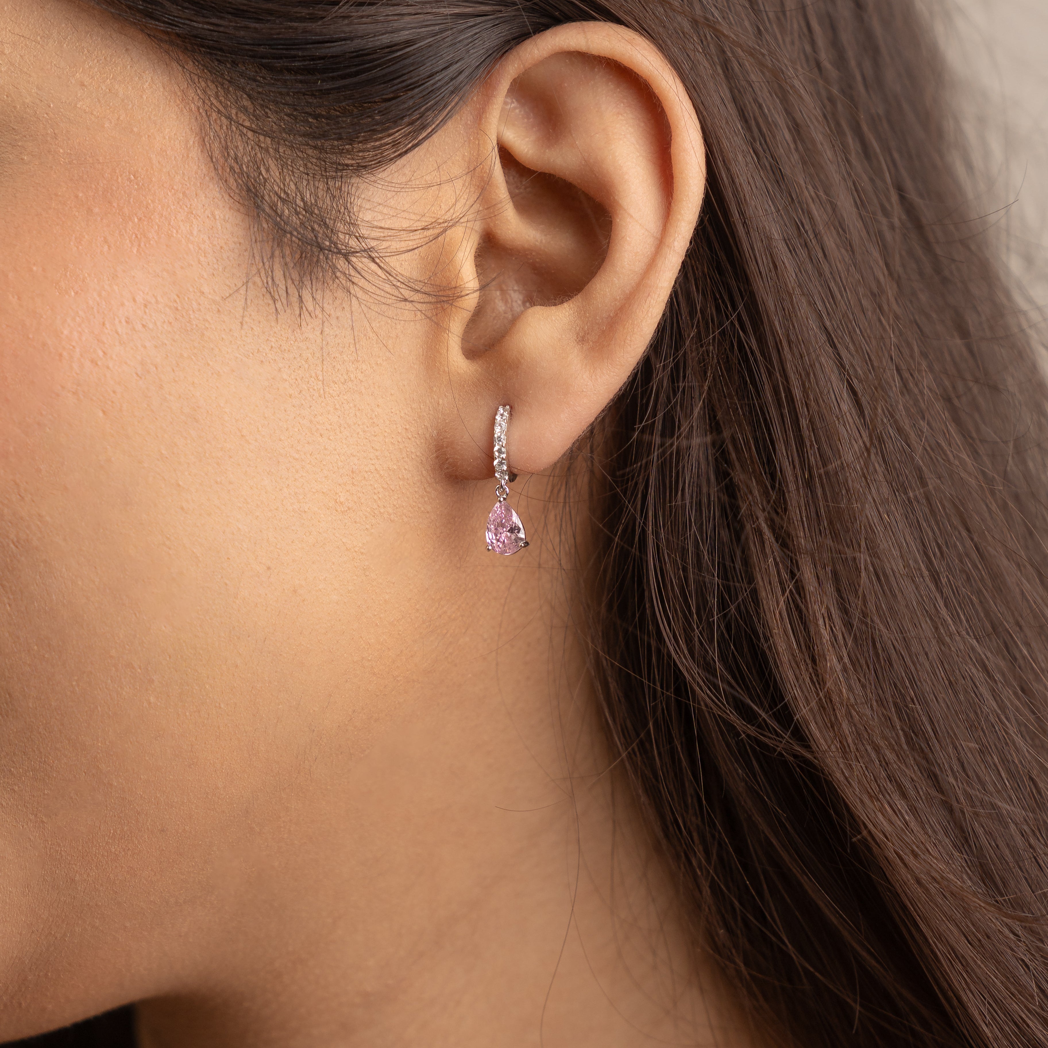 Simple Drop Hoops - Pink