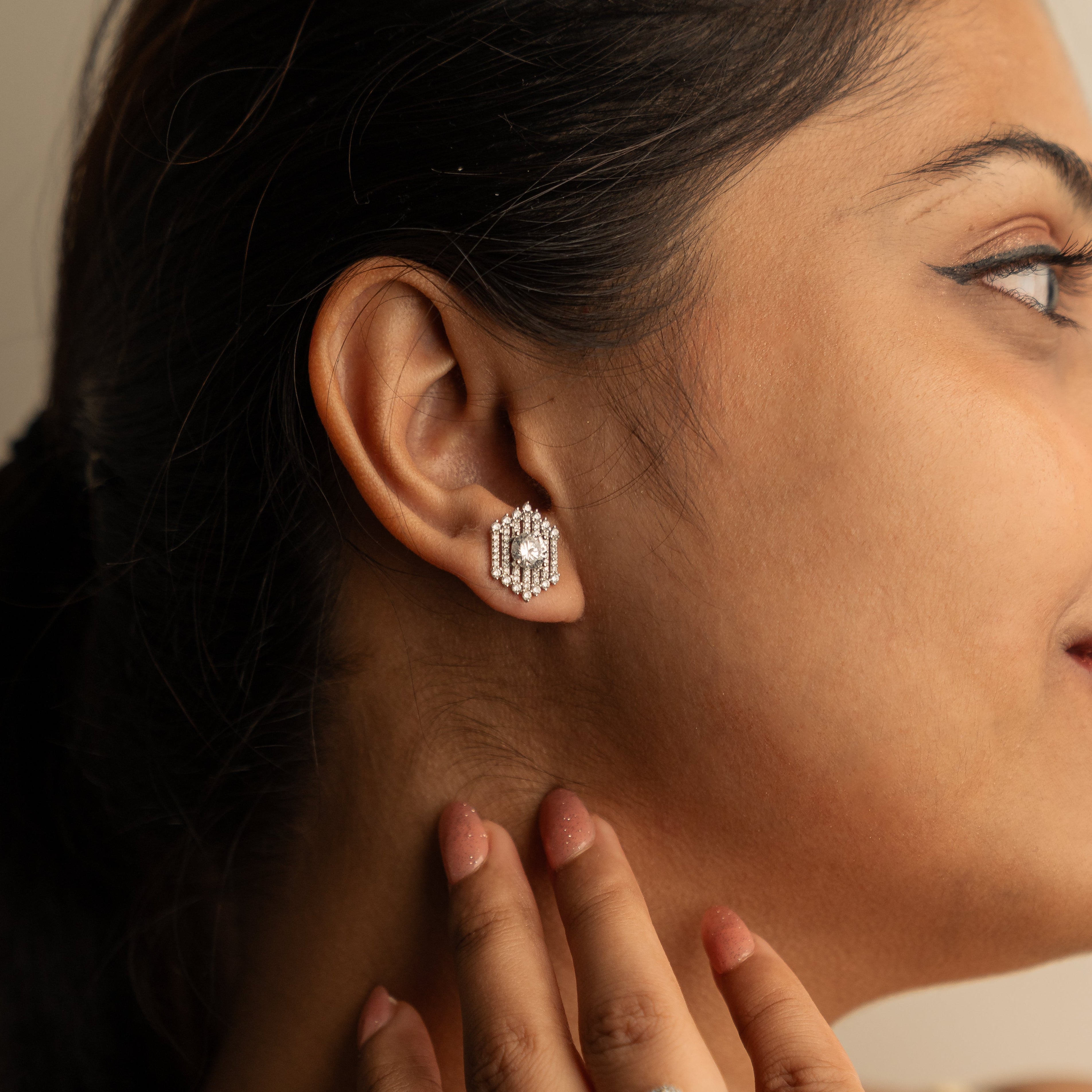 Silver Hexgaon Earrings