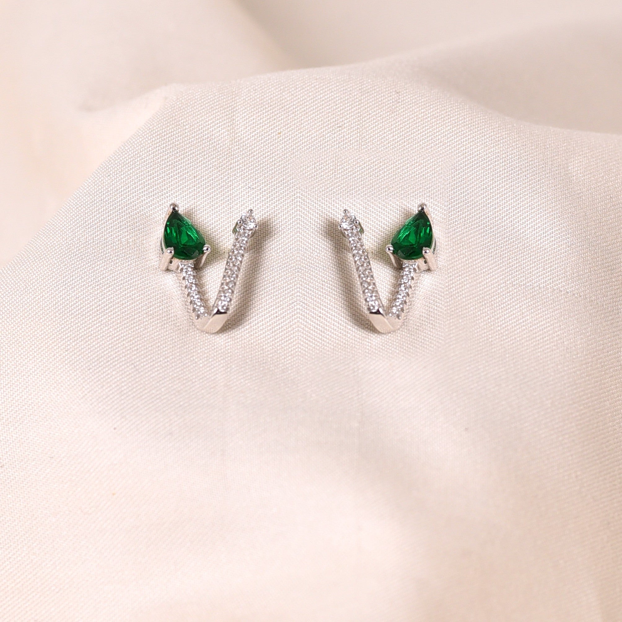 V Love Earrings- Green