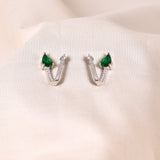 V Love Earrings- Green