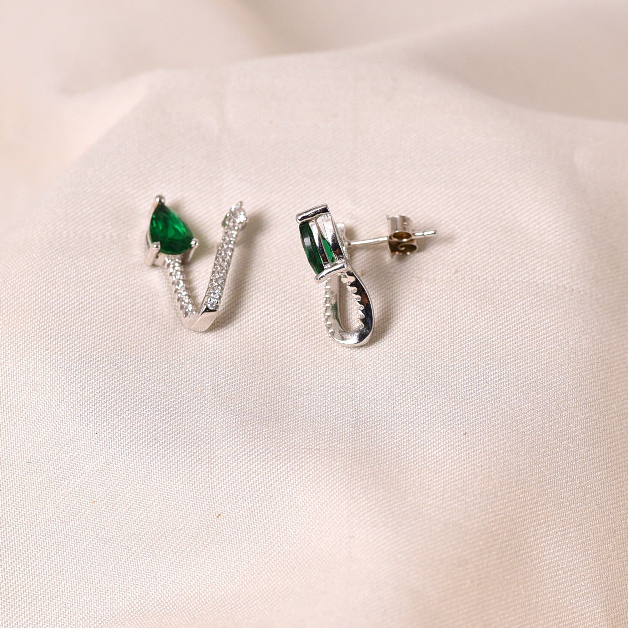 V Love Earrings- Green
