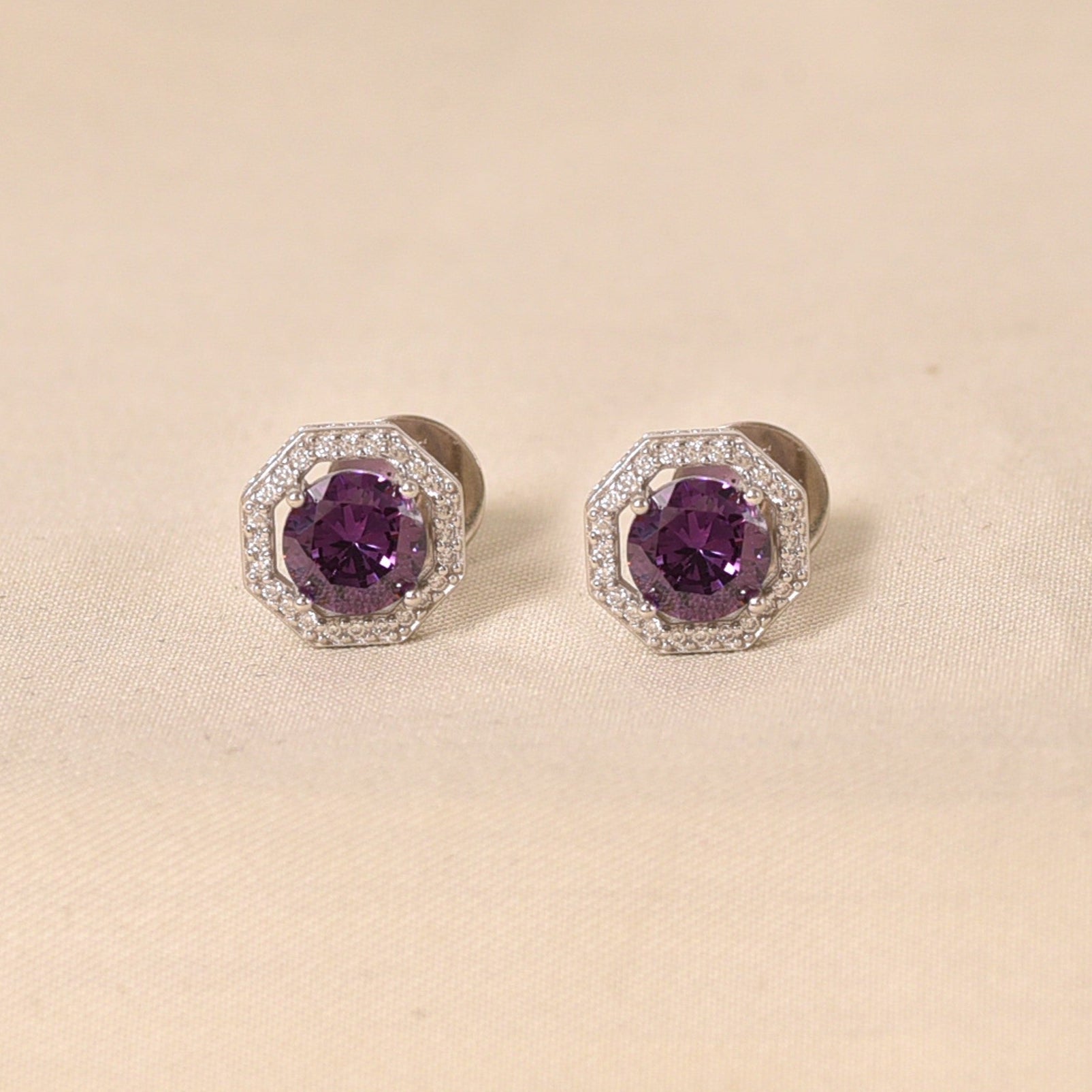 Polygon Earrings - Purple