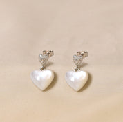 Silver White Heart MOP