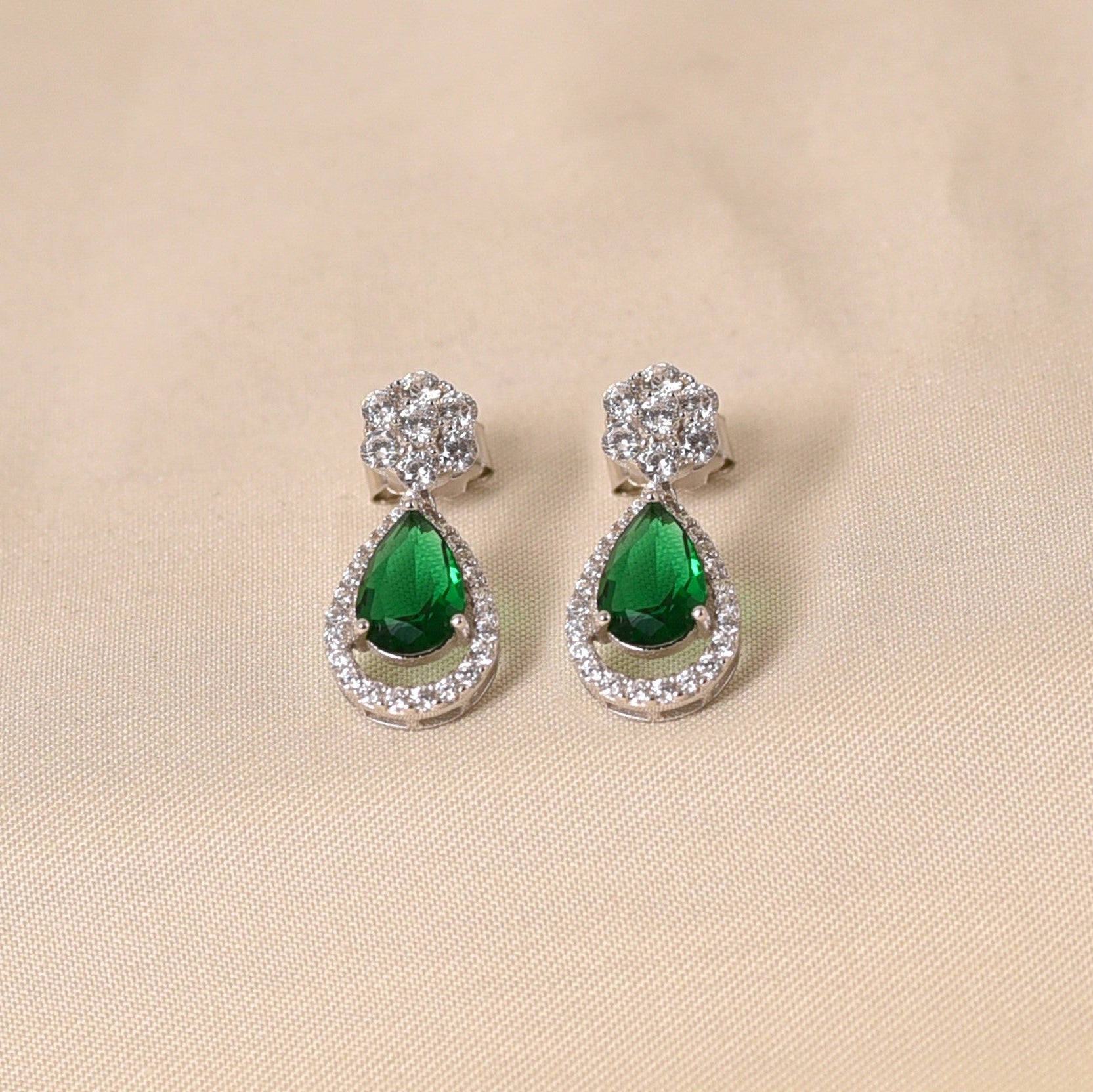 Macro Drop Earrings - Green