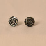 Silver Black Rose MOP Earrings - Small
