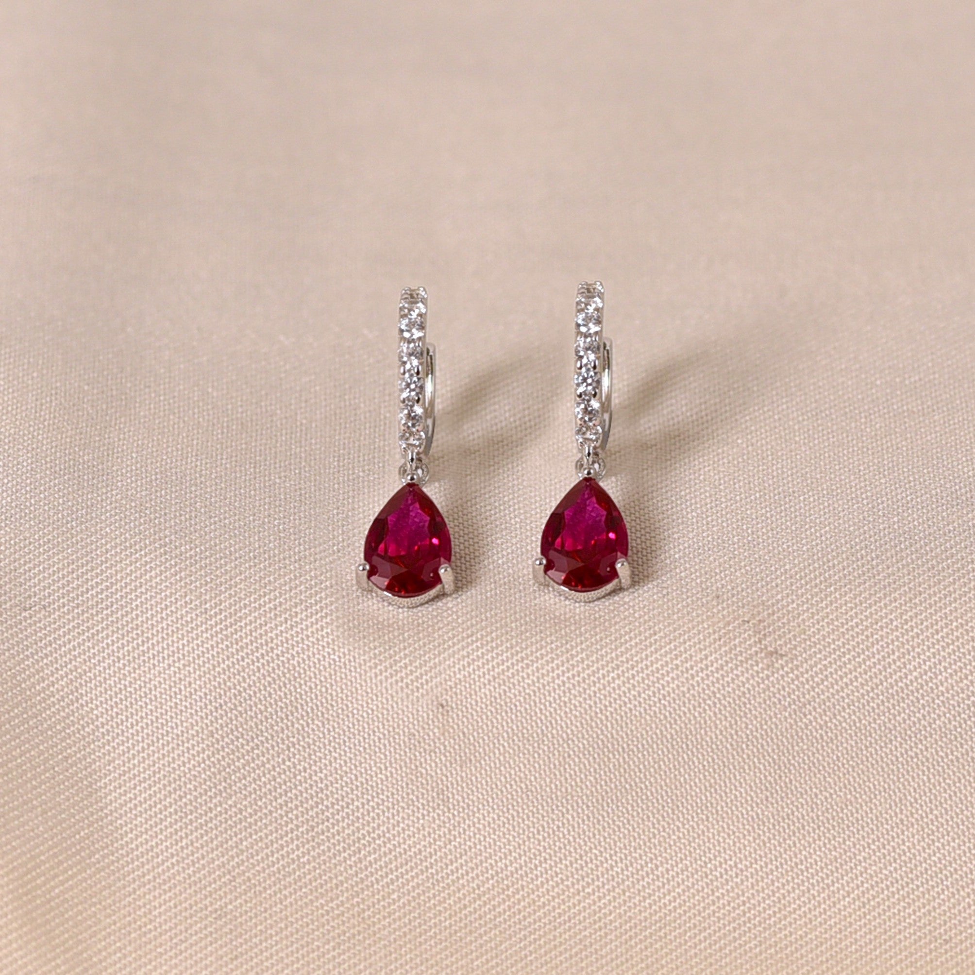 Simple Drop Hoops - Dark Pink