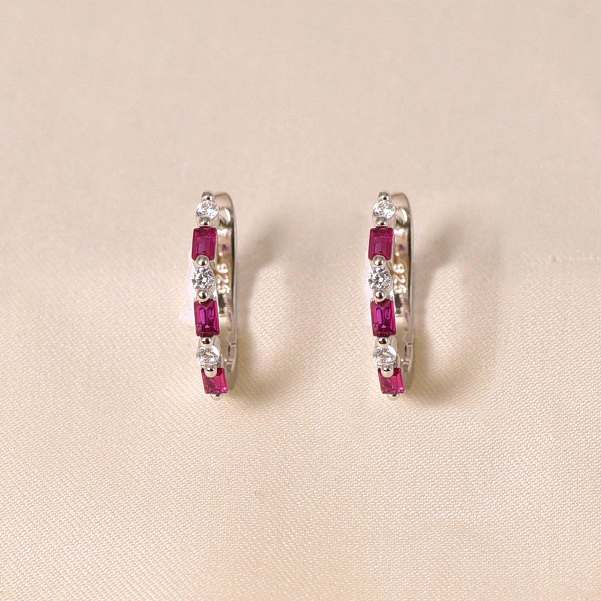 Pink Crystal Huggie Earring