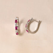 Pink Crystal Huggie Earring