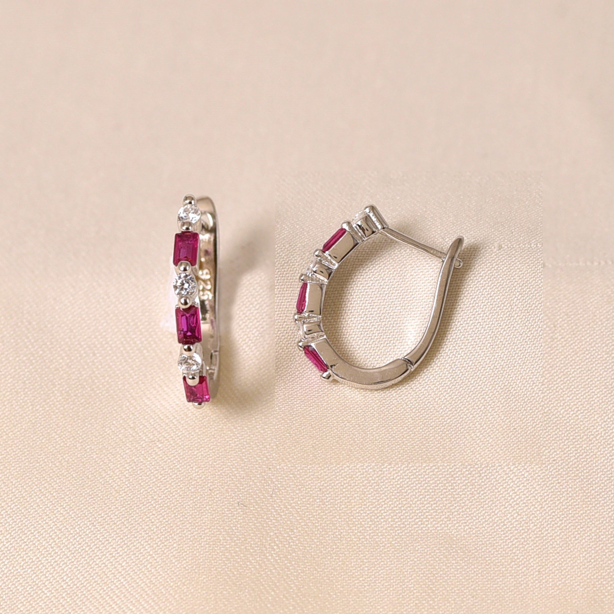Pink Crystal Huggie Earring