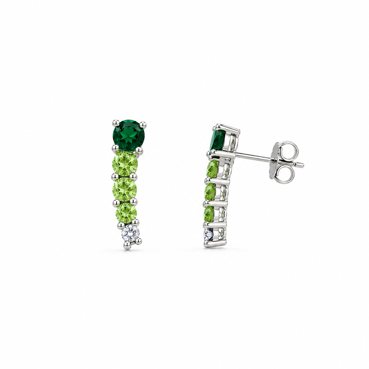 Curved Rainbow Earrings - Green