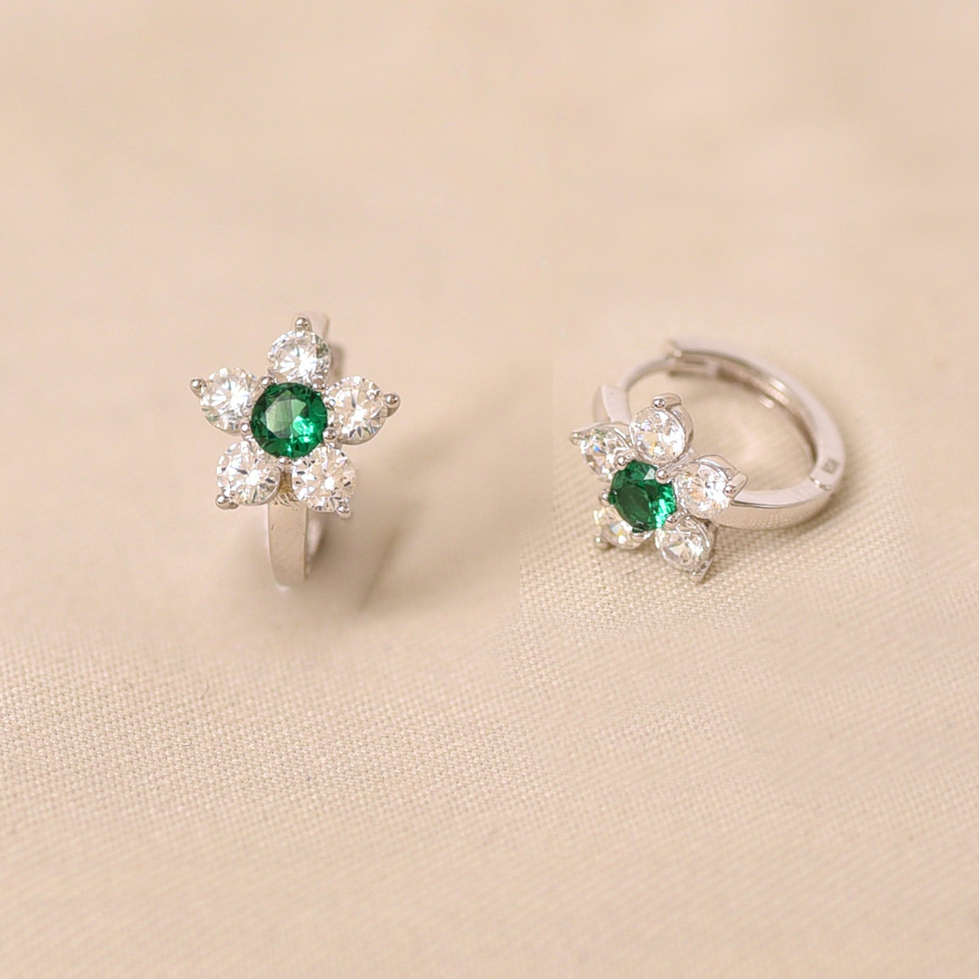 Aanya Silver Earrings-Green