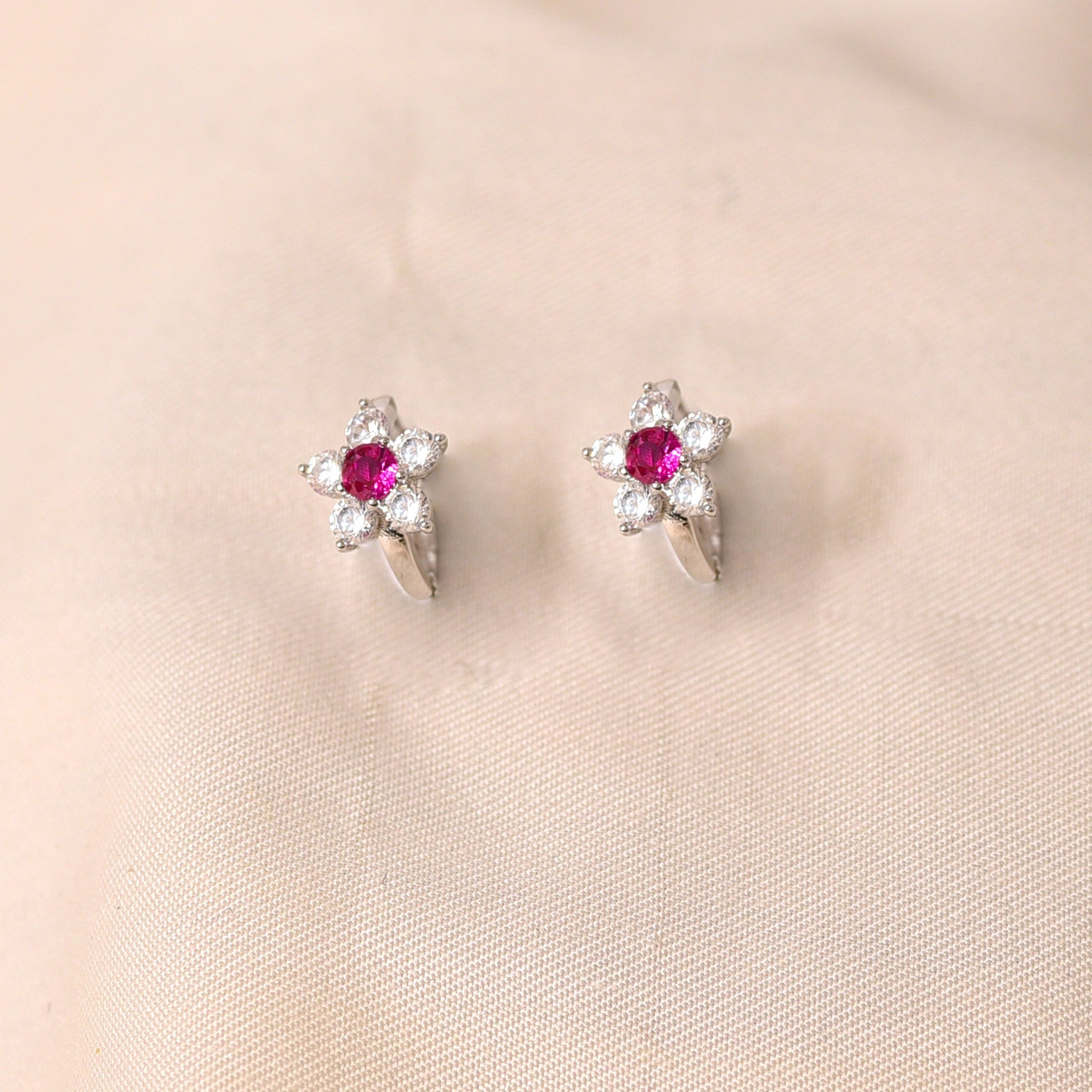 Aanya Silver Earrings-Pink