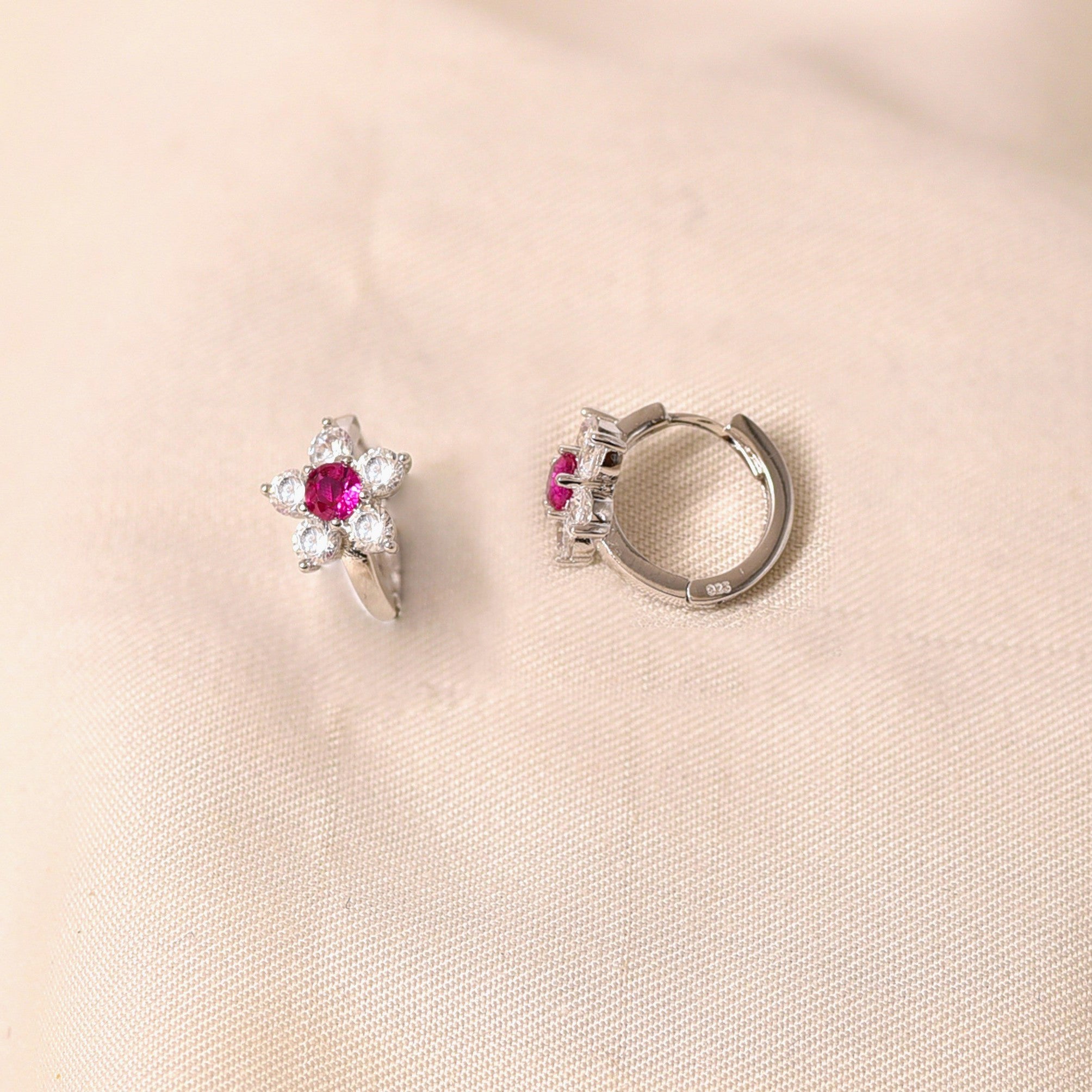 Aanya Silver Earrings-Pink
