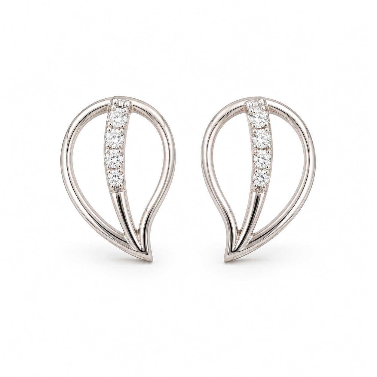 Silver Leaf Studs Earring
