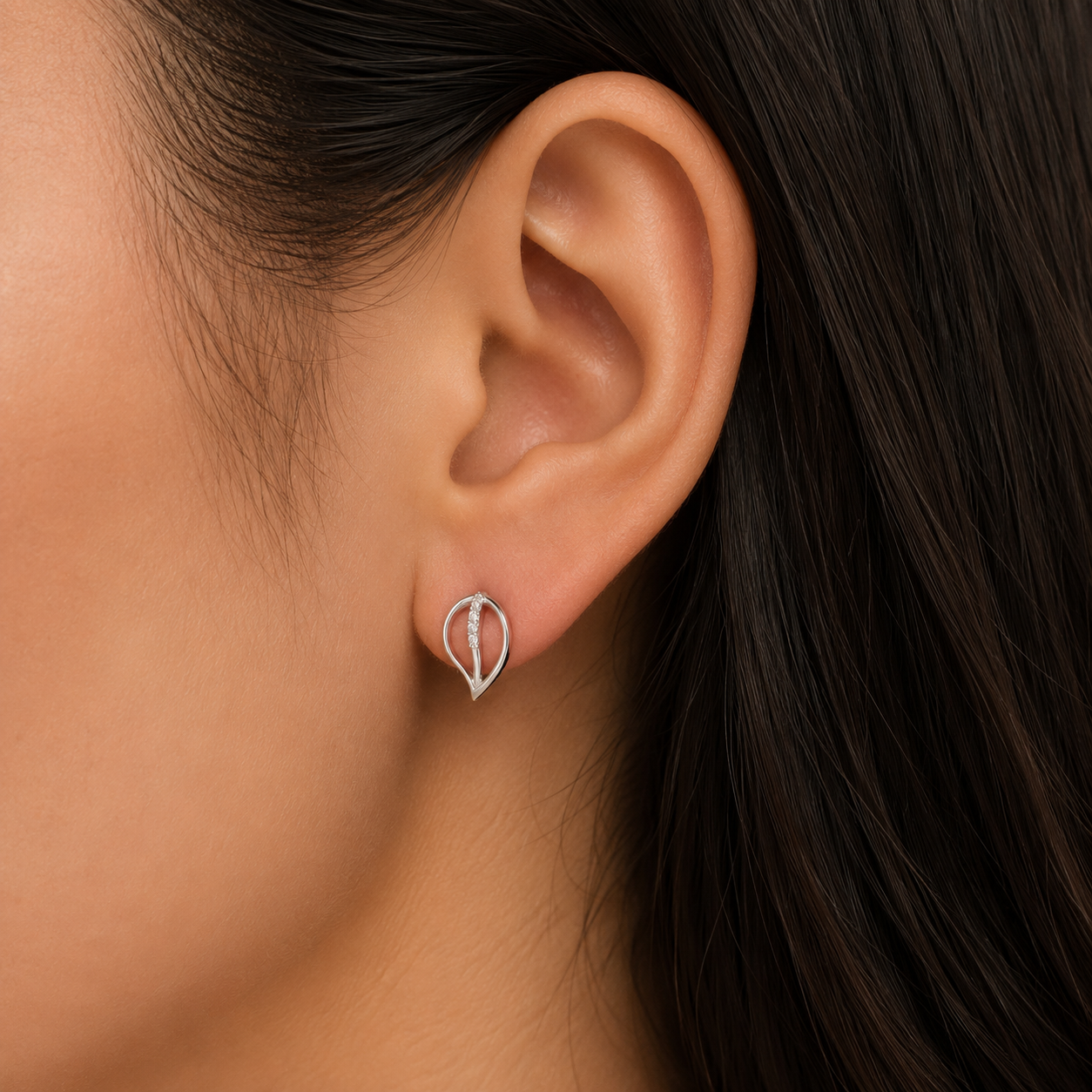 Silver Leaf Studs Earring