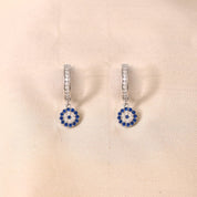 Round Blue Hoops Earring