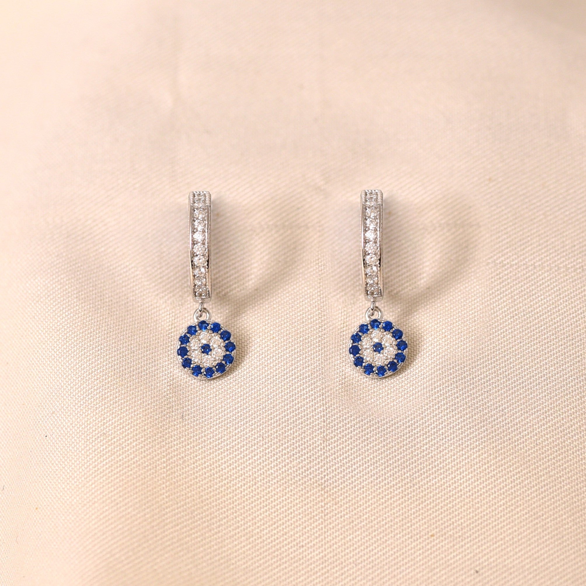 Round Blue Hoops Earring