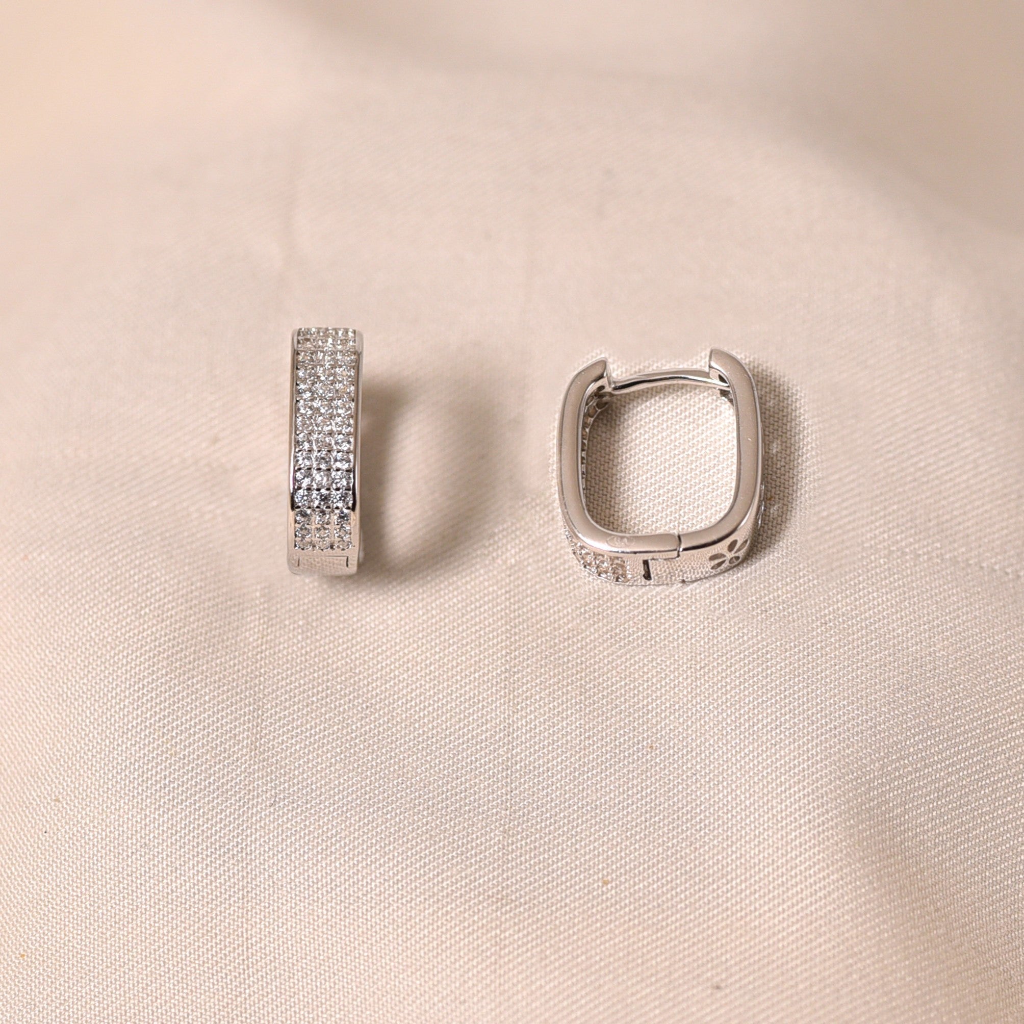 Square Diamond Hoops Earring