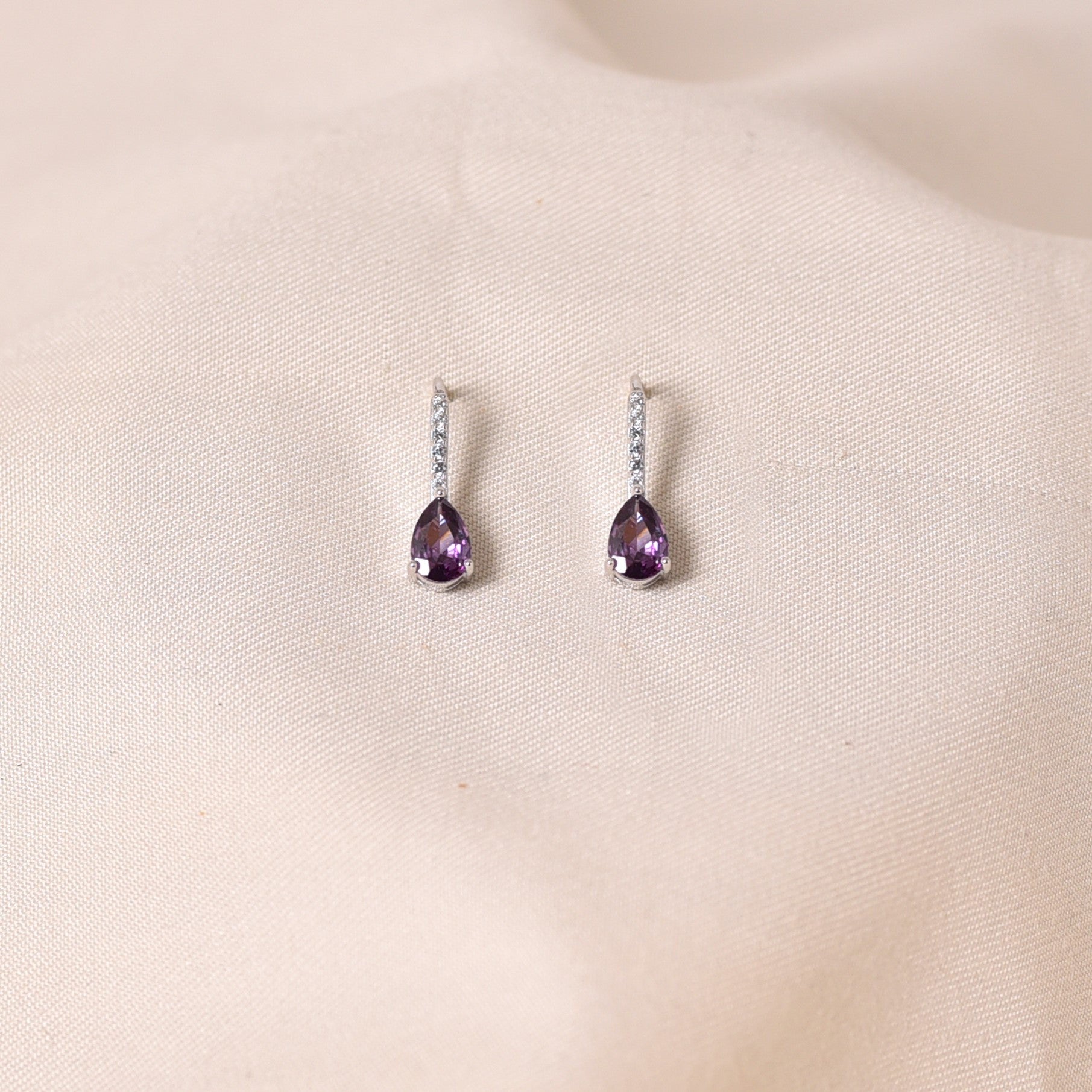 Drop Hook Earrings - Purple