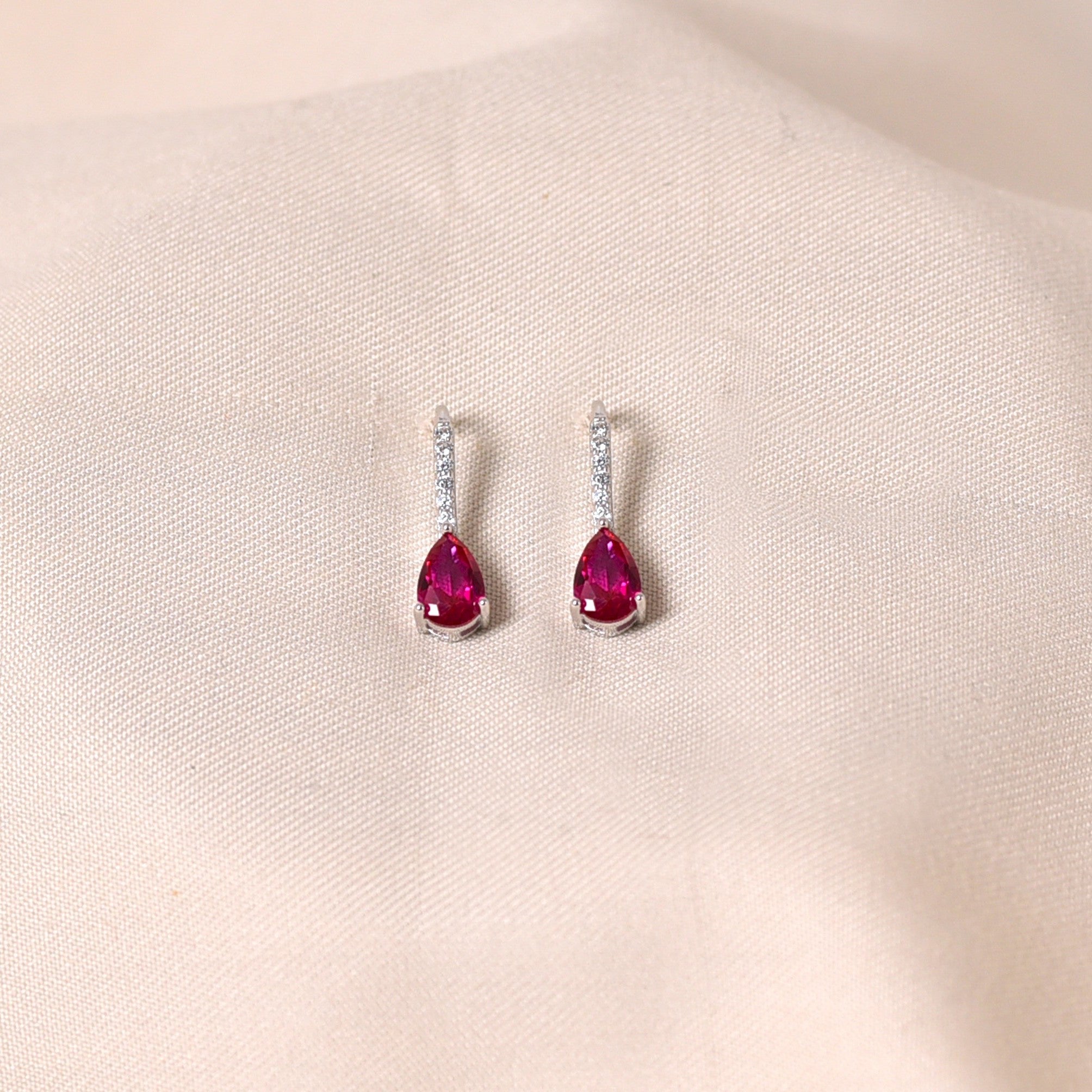 Drop Hook Earrings - Dark Pink