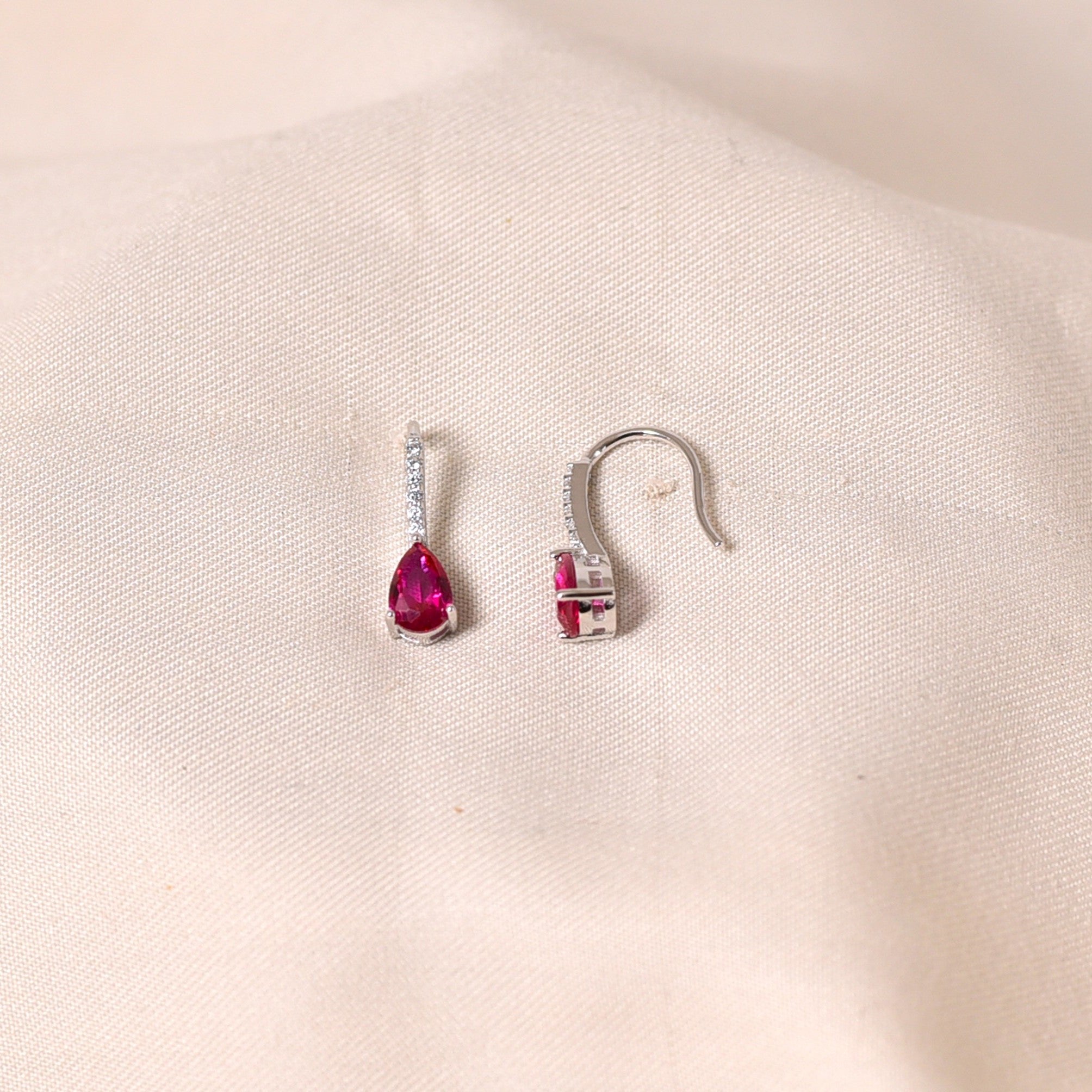 Drop Hook Earrings - Dark Pink