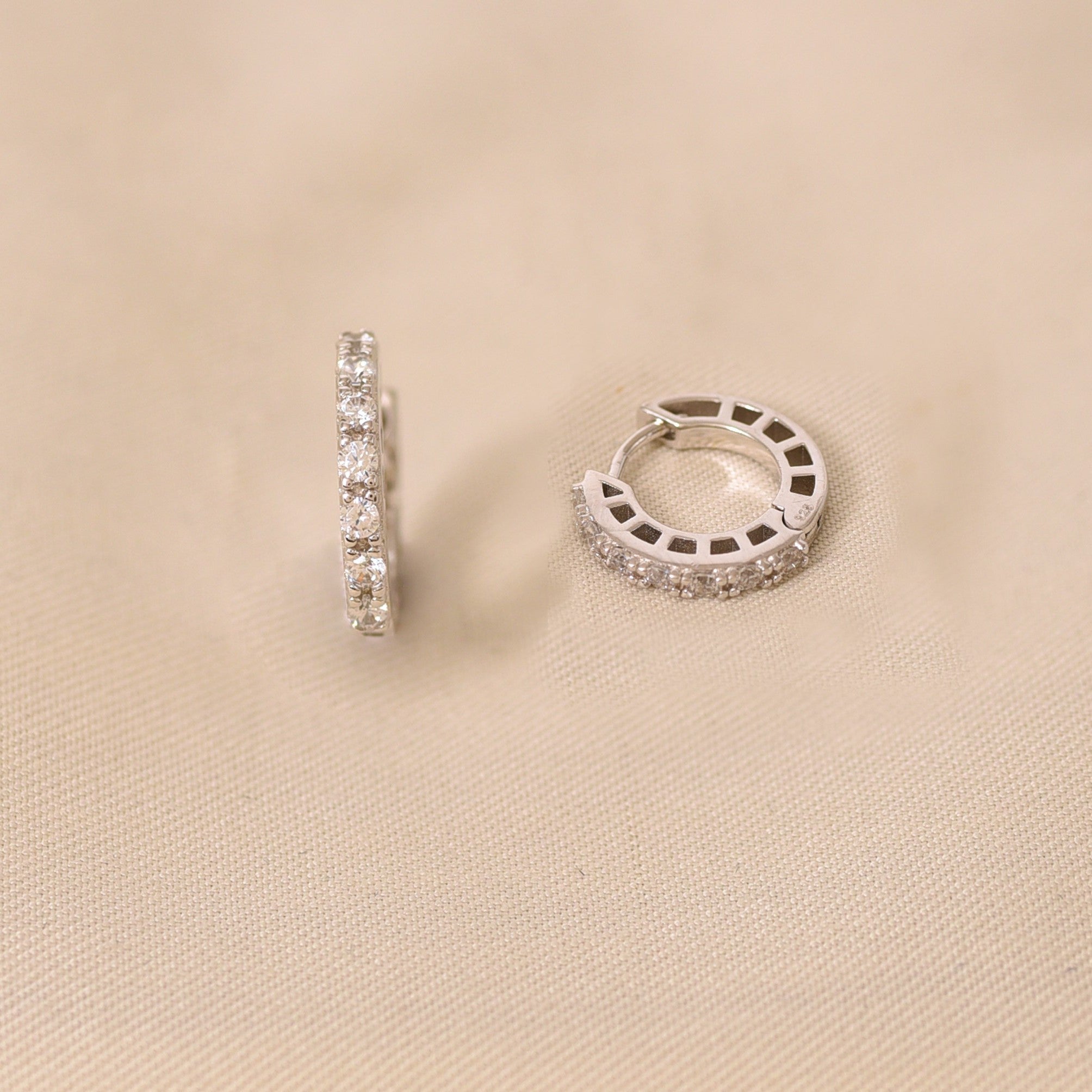 Silver Simple Round Diamond Earring