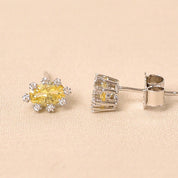 Oval Diamond Studs Earring -Yellow