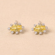 Oval Diamond Studs Earring -Yellow