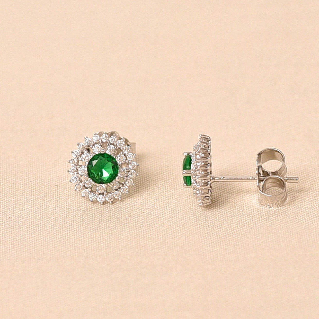 Silver Emrald Studs Earring