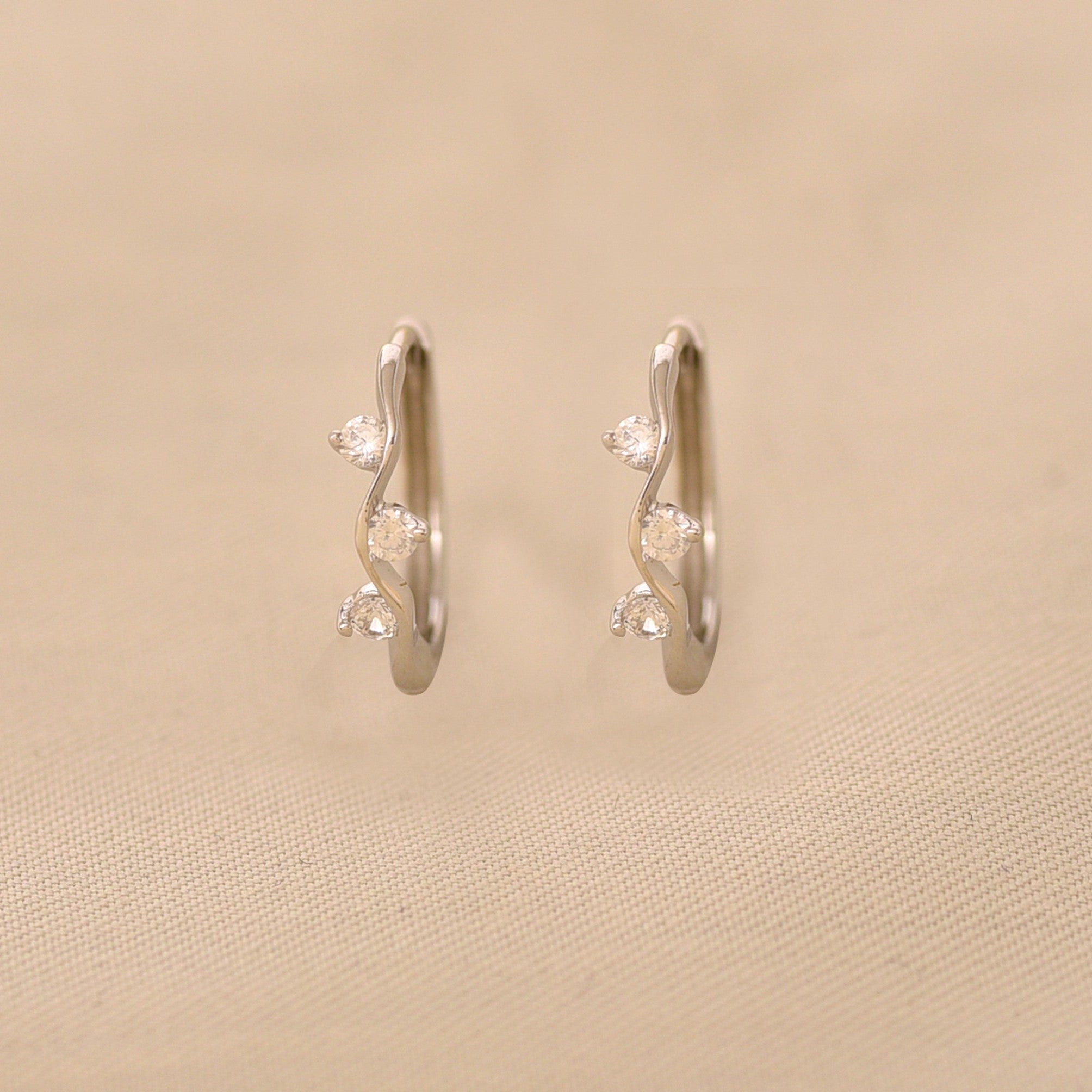 Silver Dot Wavey Hoops