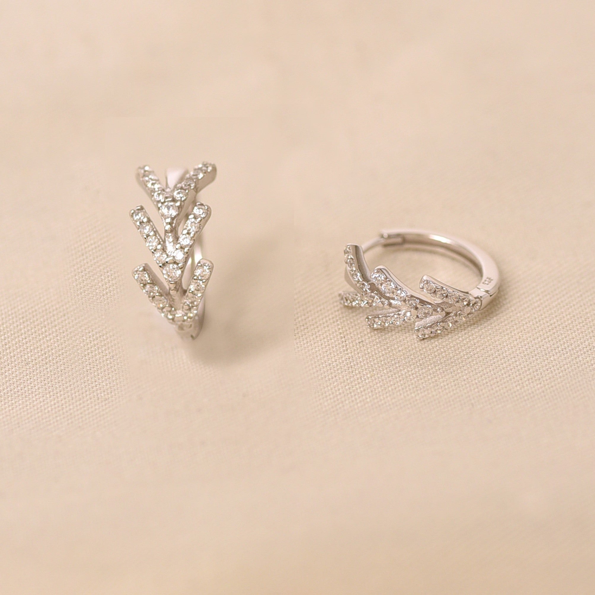 Silver Edgy Hoops Earring