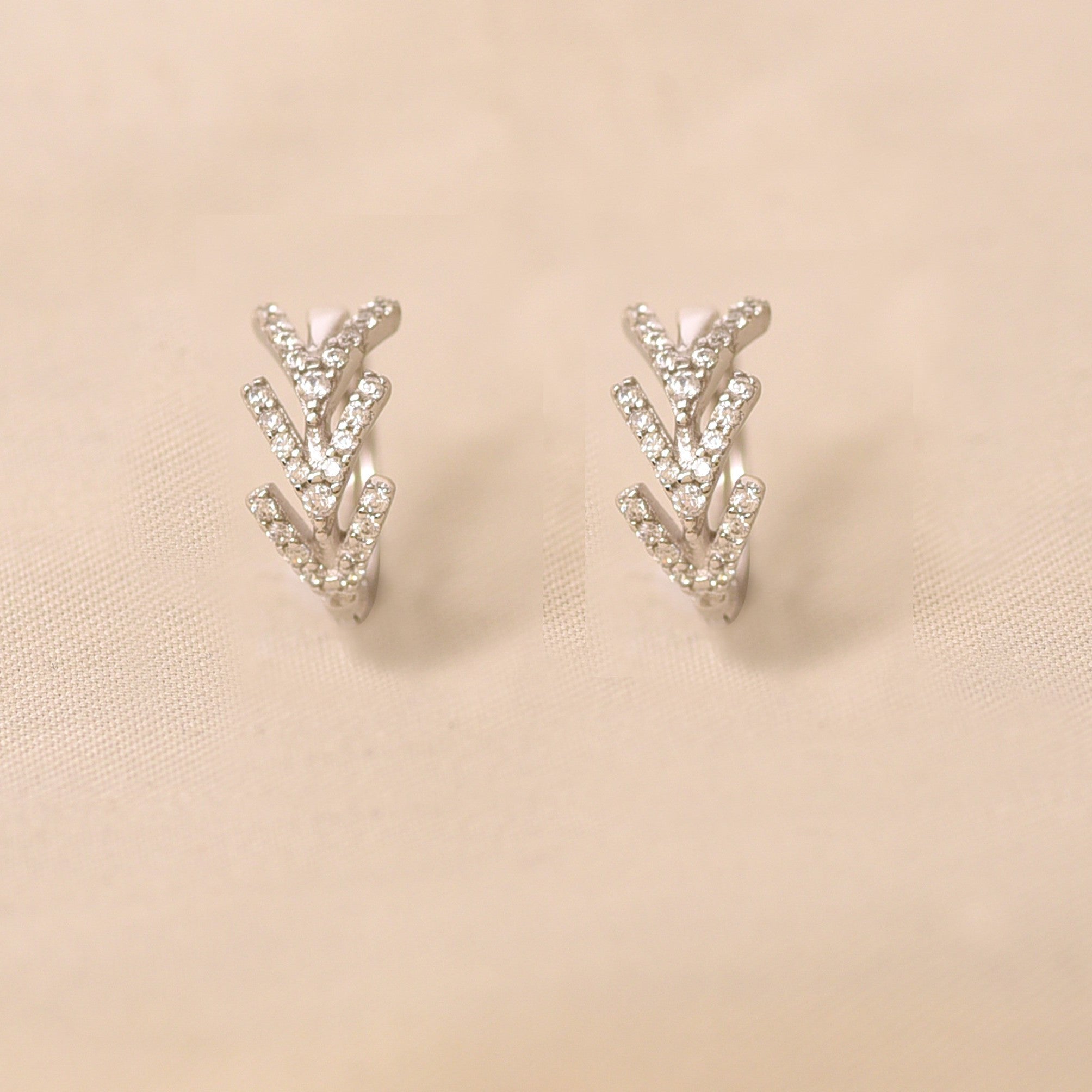 Silver Edgy Hoops Earring