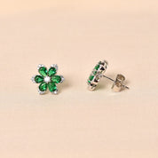 Crystal Studs Earrings -Green