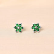 Crystal Studs Earrings -Green