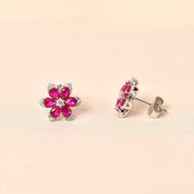 Crystal Studs Earrings -Pink