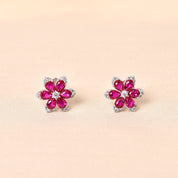 Crystal Studs Earrings -Pink