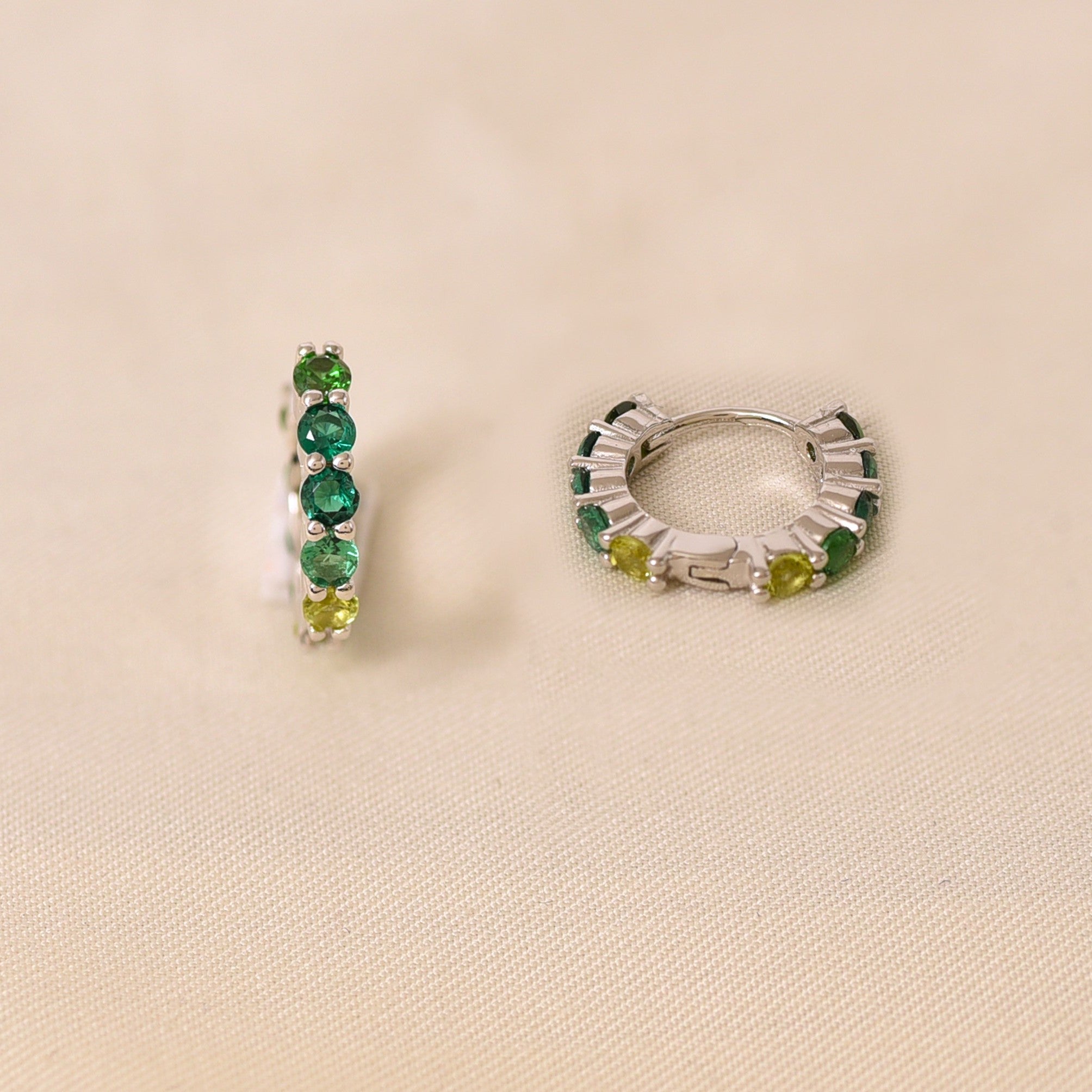 Green Crystal Huggie Earring