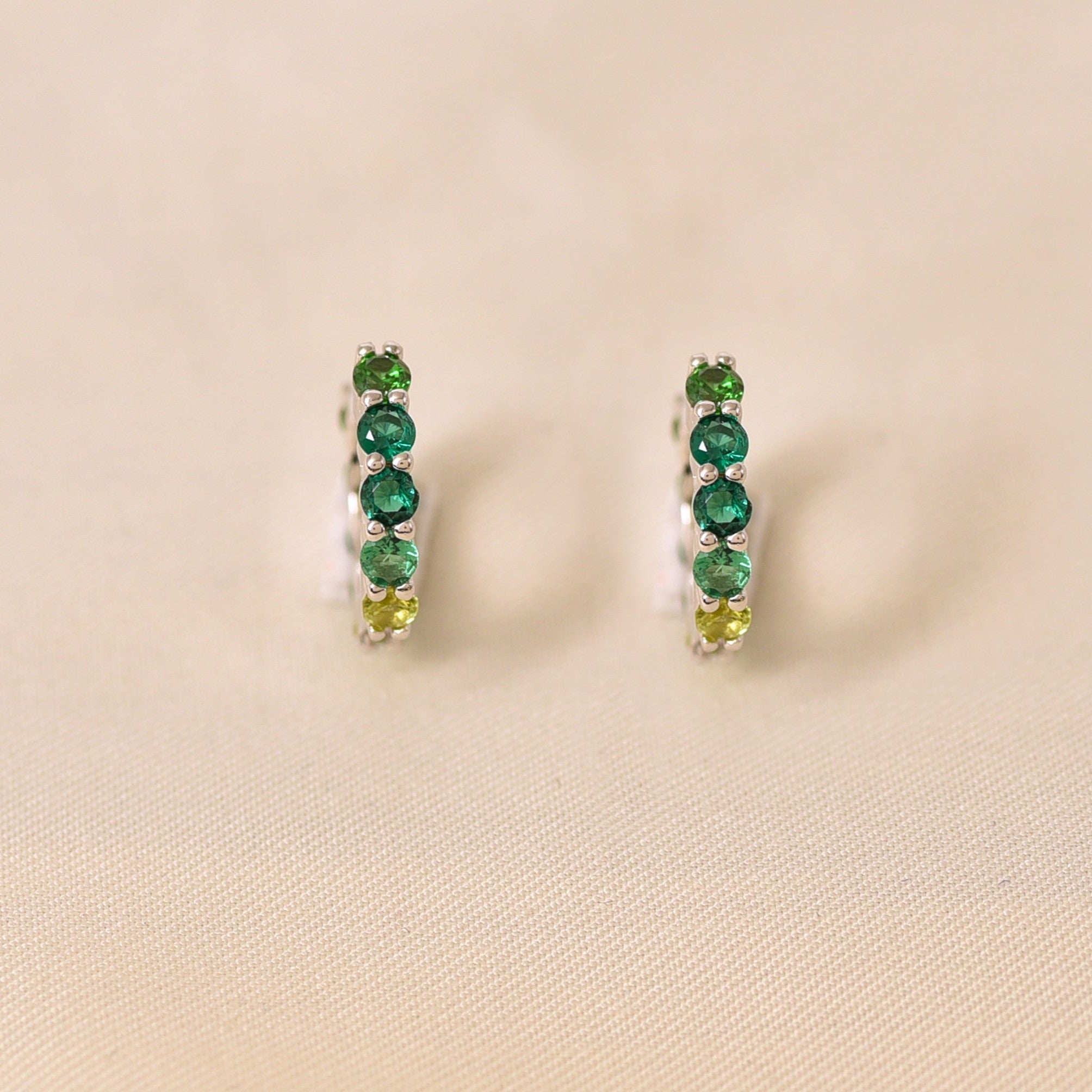 Green Crystal Huggie Earring