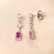 Dainty Drop Earrings -Pink