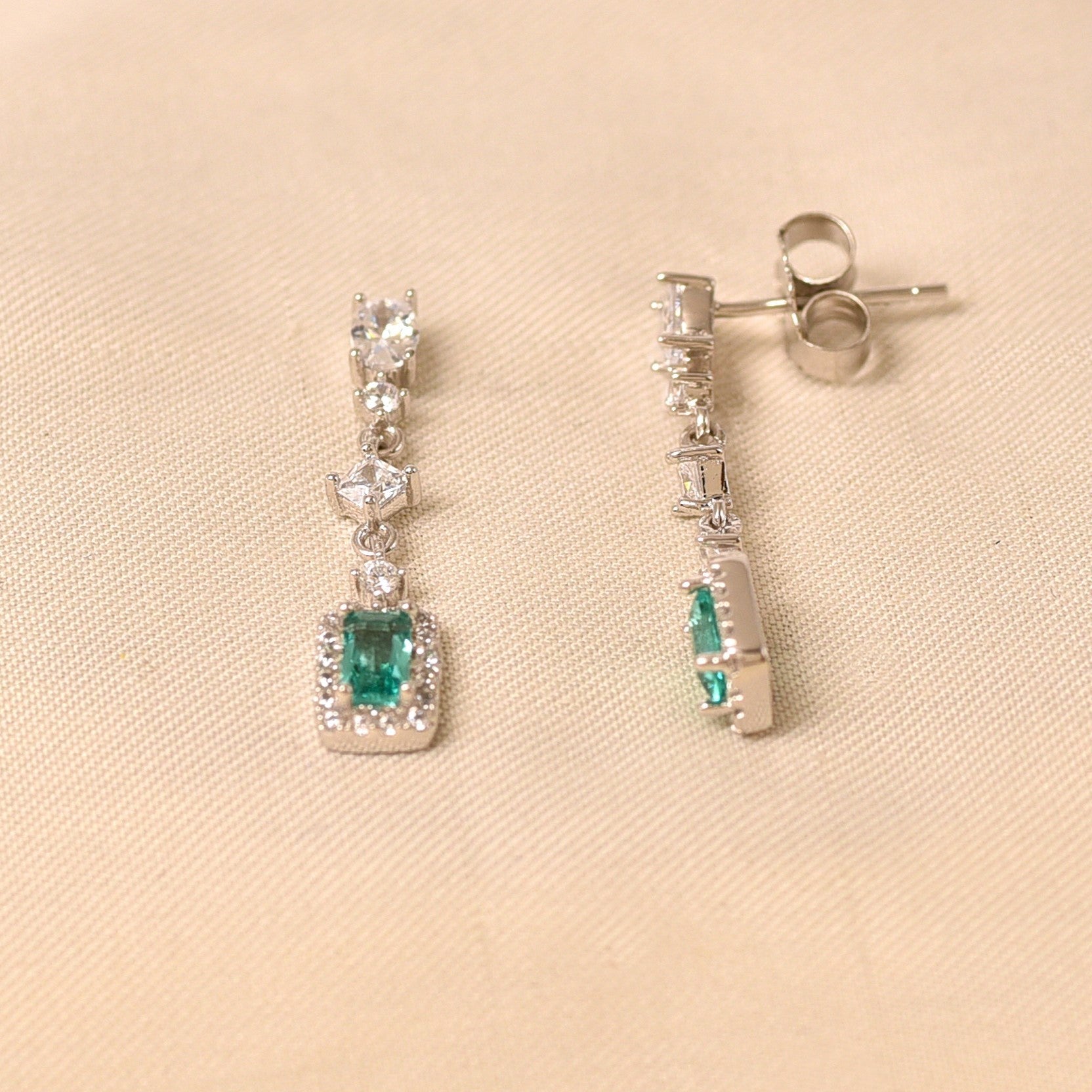 Dainty Drop Earrings -Green