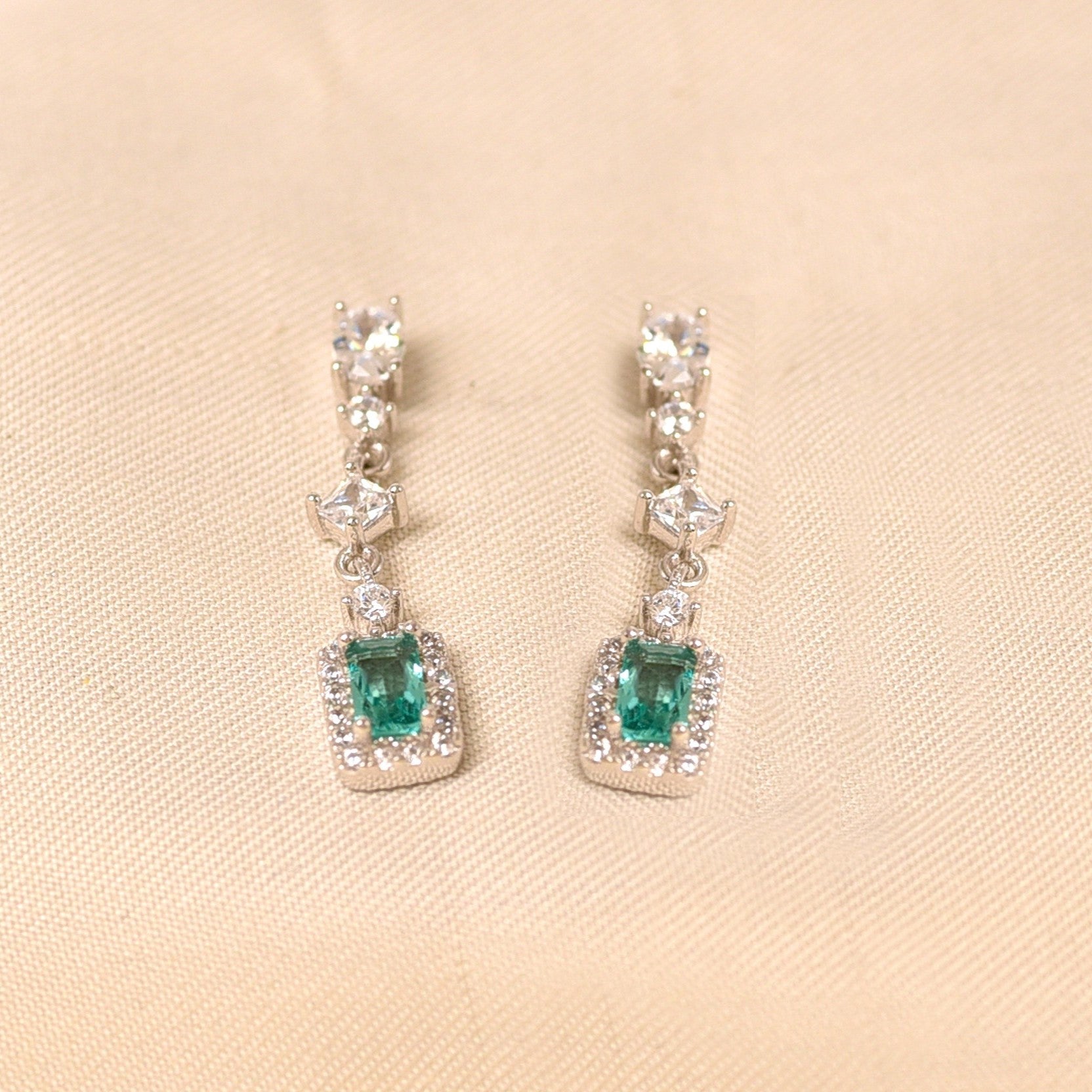 Dainty Drop Earrings -Green