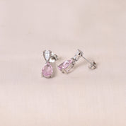 Silver Drip Earring -Light Pink