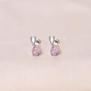 Silver Drip Earring -Light Pink