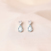 Silver Drip Earring -Light Blue