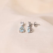 Silver Drip Earring -Light Blue