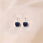Silver Square Drop Earring - Blue